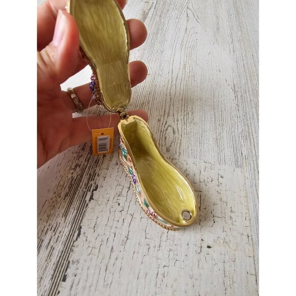 Kalifano shoe stiletto roses trinket box jewelry rhinestone jeweled flowers mini - Picture 8 of 8